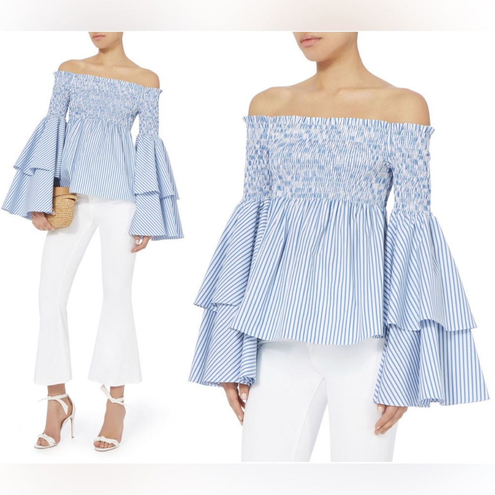 Caroline Constas Apollonia Off Shoulder Striped Top, size XS. Worn once